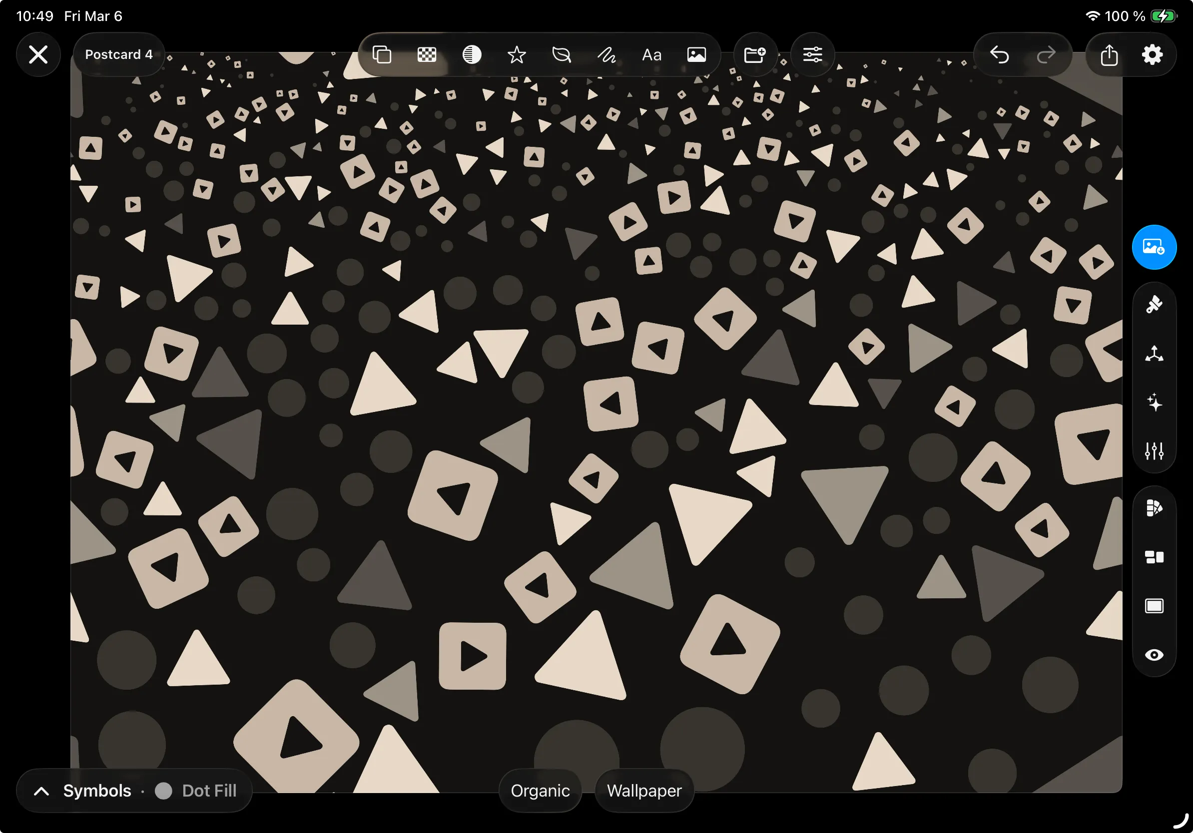 Tessera editor showing a generated pattern with variation applied across the canvas.