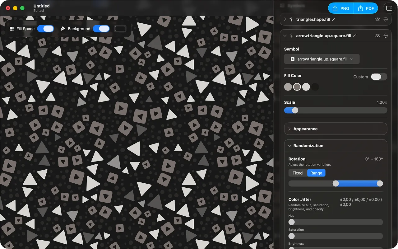 Symbol palette and customization controls